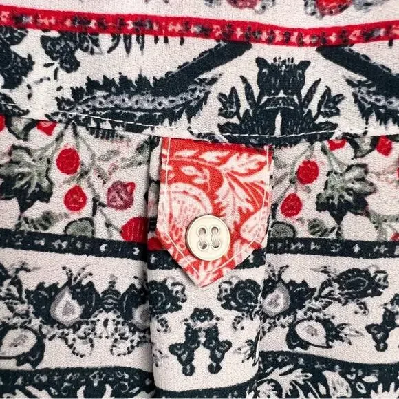 Zac & Rachel Womens Top Size Petite L white black salmon work wear metal tassel - Picture 12 of 16